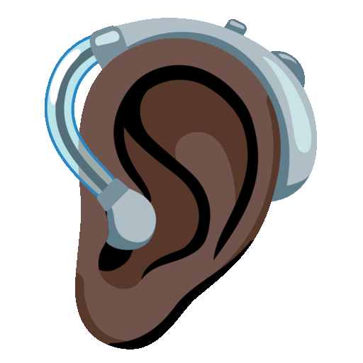 Ear with Hearing Aid: Dark Skin Tone