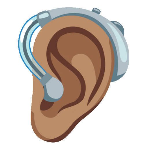 Ear with Hearing Aid: Medium Skin Tone