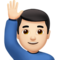 Man Raising Hand: Light Skin Tone