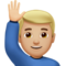 Man Raising Hand: Medium-Light Skin Tone