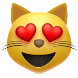 Rosto De Gato Sorridente Com Olhos De Coração