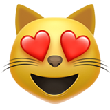 Rosto De Gato Sorridente Com Olhos De Coração