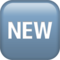 Wort „New“ In Blauem Quadrat