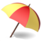 Aufgestellter Sonnenschirm