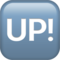 Schriftzug „Up!“ Im Blauen Quadrat