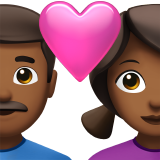Casal Apaixonado - Homem: Tom de Pele Médio-Escuro, Mulher: Tom de Pele Médio-Escuro