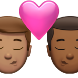 Beijo: Homem, Homem, Tom de Pele Médio, Tom de Pele Médio-Escuro