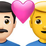 Пара з серцем-чоловік: світлий тон шкіри, чоловік: без тону шкіри для Apple iOS 18.4