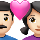 Пара з серцем-чоловік: світлий тон шкіри, жінка: світлий тон шкіри для Apple iOS 18.4