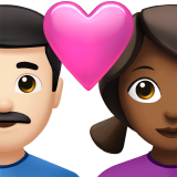 Пара з серцем-чоловік: світлий тон шкіри, жінка: середньо-темний тон шкіри для Apple iOS 18.4
