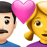 Пара з серцем-чоловік: світлий тон шкіри, жінка: без тону шкіри для Apple iOS 18.4