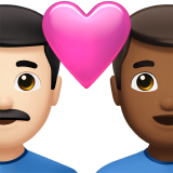 Влюбленная пара: мужчина мужчина очень светлый тон кожи темный тон кожи для Apple iOS 18.4