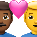 Пара з серцем-чоловік: середньо-темний тон шкіри, чоловік: без тону шкіри для Apple iOS 18.4