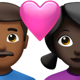 Пара с сердцем - Мужчина: Средне-темный тон кожи, Женщина: Темный тон кожи для Apple iOS 18.4