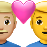 Пара з серцем-чоловік: середньо-світлий тон шкіри, чоловік: без тону шкіри для Apple iOS 18.4