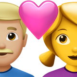 Пара з серцем-чоловік: середньо-світлий тон шкіри, жінка: без тону шкіри для Apple iOS 18.4