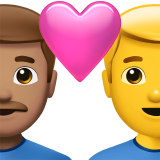 Пара з серцем-чоловік: середній тон шкіри, чоловік: без тону шкіри для Apple iOS 18.4