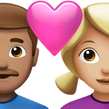 Пара з серцем-чоловік: середній тон шкіри, жінка: середньо-світлий тон шкіри для Apple iOS 18.4