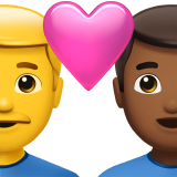 Пара з серцем-чоловік: без тону шкіри, чоловік: середньо-темний тон шкіри для Apple iOS 18.4