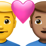 Пара з серцем-чоловік: без тону шкіри, чоловік: середній тон шкіри для Apple iOS 18.4