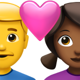 Пара з серцем-чоловік: без тону шкіри, жінка: середньо-темний тон шкіри для Apple iOS 18.4