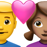 Пара з серцем-чоловік: без тону шкіри, жінка: середній тон шкіри для Apple iOS 18.4