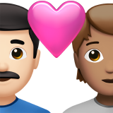Пара с сердцем: Мужчина, Человек, Светлый тон кожи, Средний тон кожи для Apple iOS 18.4