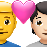 Пара з серцем: чоловік, Людина, без тону шкіри, світлий тон шкіри для Apple iOS 18.4