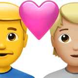 Пара с сердцем: Мужчина, Человек, Без тона кожи, Средне-светлый тон кожи для Apple iOS 18.4