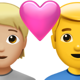 Пара с сердцем: Человек, Мужчина, Средне-светлый тон кожи, Без тона кожи для Apple iOS 18.4