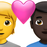 Пара с сердцем: Человек, Мужчина, Без тона кожи, Темный тон кожи для Apple iOS 18.4