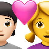 Пара с сердцем: Человек, Женщина, Светлый тон кожи, Без тона кожи для Apple iOS 18.4