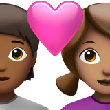 Пара з серцем: людина, жінка, середньо-темний тон шкіри, середній тон шкіри для Apple iOS 18.4