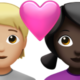 Пара з серцем: людина, жінка, середньо-світлий тон шкіри, темний тон шкіри для Apple iOS 18.4