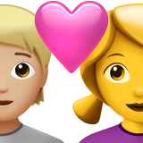 Пара з серцем: людина, жінка, середньо-світлий тон шкіри, без тону шкіри для Apple iOS 18.4