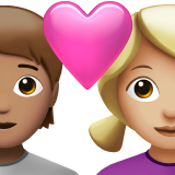 Пара з серцем: людина, жінка, середній тон шкіри, середньо-світлий тон шкіри для Apple iOS 18.4