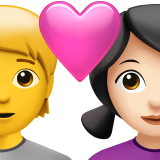 Пара з серцем: людина, жінка, без тону шкіри, світлий тон шкіри для Apple iOS 18.4