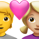 Пара з серцем: людина, жінка, без тону шкіри, середньо-світлий тон шкіри для Apple iOS 18.4