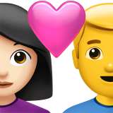 Пара з серцем-жінка: світлий тон шкіри, чоловік: без тону шкіри для Apple iOS 18.4