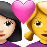 Пара з серцем-жінка: світлий тон шкіри, жінка: без тону шкіри для Apple iOS 18.4