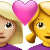 Пара з серцем-жінка: середньо-світлий тон шкіри, жінка: без тону шкіри для Apple iOS 18.4