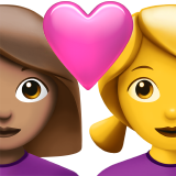 Пара з серцем-жінка: середній тон шкіри, жінка: без тону шкіри для Apple iOS 18.4