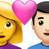 Пара з серцем-жінка: без тону шкіри, чоловік: світлий тон шкіри для Apple iOS 18.4