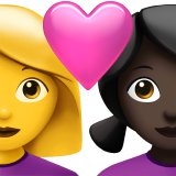 Пара з серцем-жінка: без тону шкіри, жінка: темний тон шкіри для Apple iOS 18.4