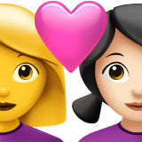 Пара з серцем-жінка: без тону шкіри, жінка: світлий тон шкіри для Apple iOS 18.4