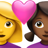 Пара з серцем-жінка: без тону шкіри, жінка: середньо-темний тон шкіри для Apple iOS 18.4