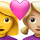 Пара с сердцем - Женщина: Без тона кожи, Женщина: Средне-светлый тон кожи для Apple iOS 18.4
