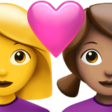 Пара с сердцем - Женщина: Без тона кожи, Женщина: Средний тон кожи для Apple iOS 18.4