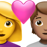 Пара з серцем: жінка, людина, без тону шкіри, середній тон шкіри для Apple iOS 18.4