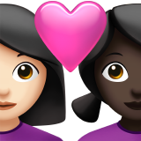 Закохана пара: жінка жінка дуже світлий тон шкіри дуже темний тон шкіри для Apple iOS 18.4